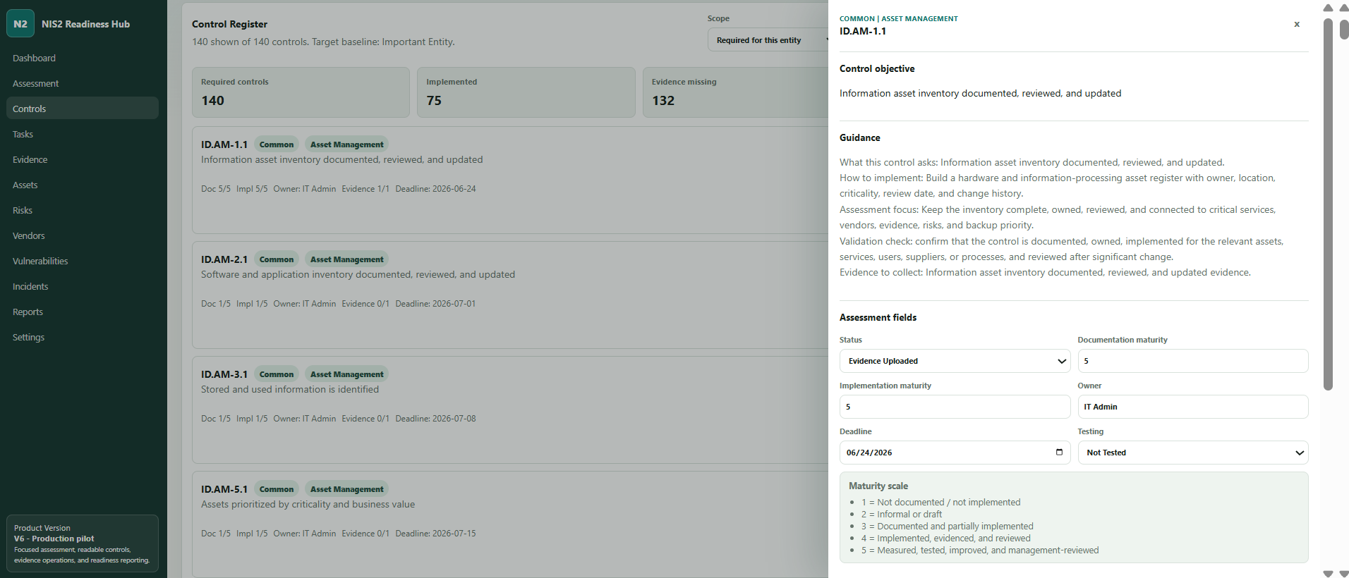 NIS2 Readiness Hub — Control Gap Analysis